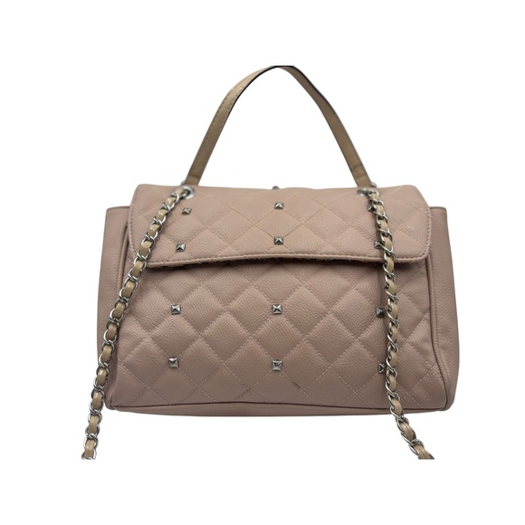 Guess Pink Quilted Studded Chain Satchel Crossbody Bag Purse - Picture 1 of 11